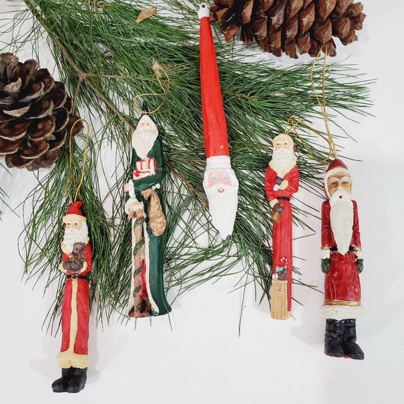 Other - 5 pcs Tear Drop Santa Xmas Ornaments NWOT